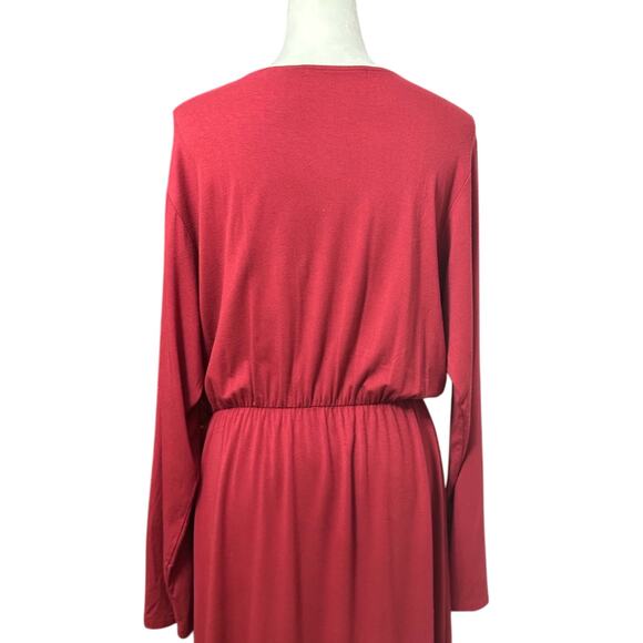 Fraiche By J A-Line Dress Knee Length Long Sleeve Surplice Knit Pink XL NWOT - Picture 5 of 9